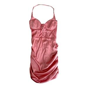 Sexy Pink Plunge Cocktail Dress